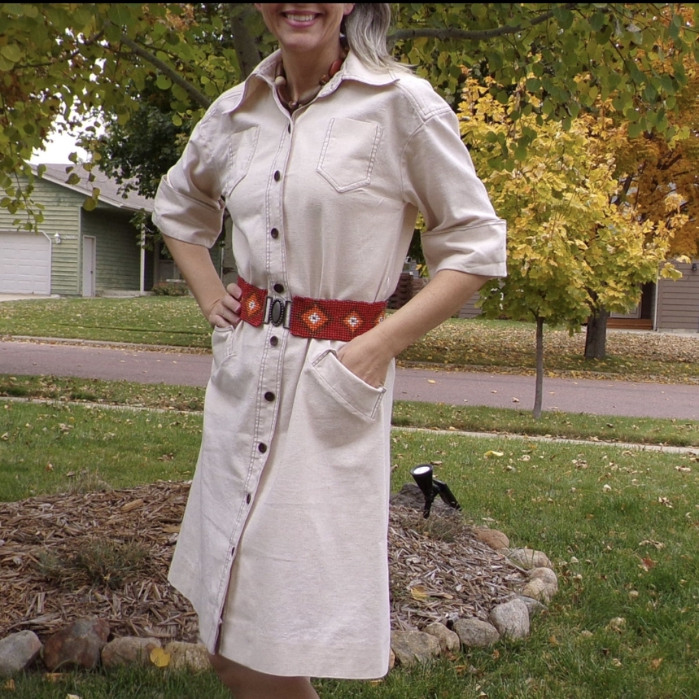1970's Vintage Nr1 By Ned Gould Safari Shirtdress S M